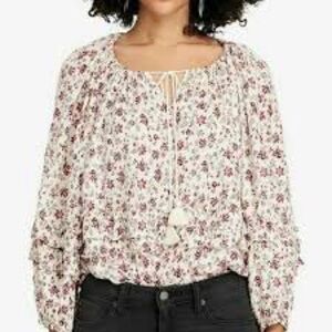 Denim & Supply Ralph Lauren Floral Printed Ruffle Blouse Top